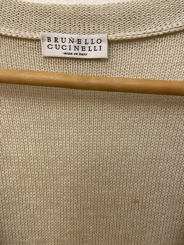 Vestido Brunello Cucinelli Cuello en V Profundo Tejido Acanalado Algodón Manga Corta Talla L Foto 4 de 4