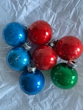 Estate Lot 7 Made in USA Assorted Christmas Ornaments Green Colors Red Blue