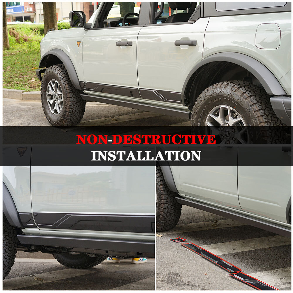 1 Set Side Door Molding Trim Cover Protector for Ford Bronco 2021 2022