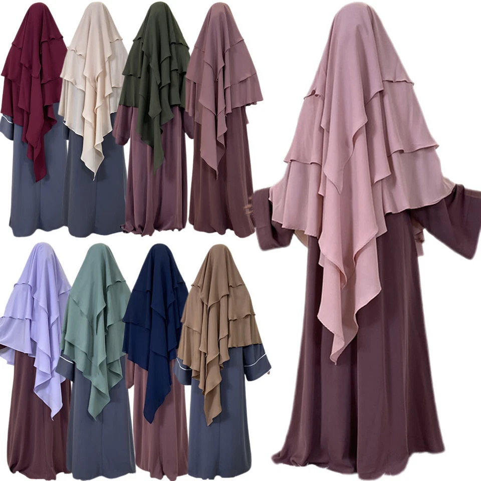 Ramadan Islamic Women Prayer Scarf Hijab Khimar Muslim Niqab Overhead Amira Arab - Imagem 3 de 4