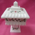 Vintage Westmoreland Milk Glass Hand Painted Candy Dish, Wedding Dish, Compote