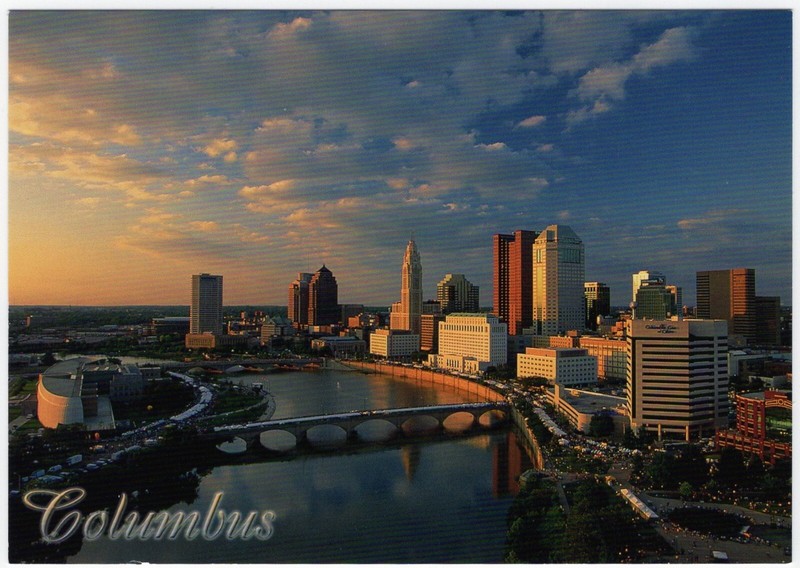 Postcard: Columbus as Viewed from Miranova, Ohio, downtown