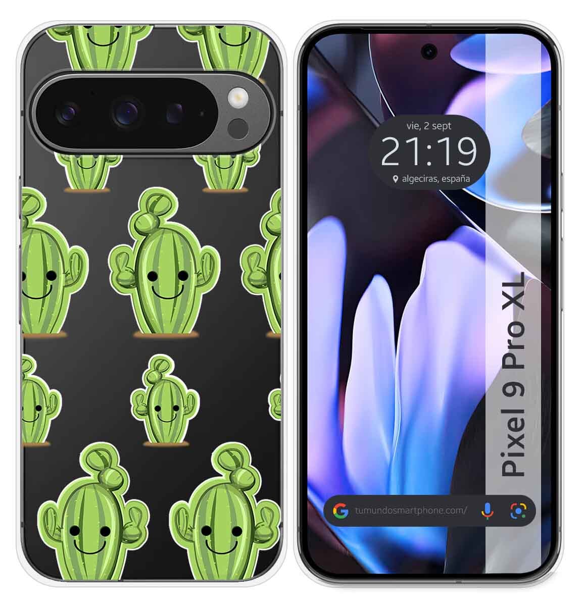 Cover Silicone Trasparente per Google Pixel 9 Pro XL 5g Disegno Cactus Disegni