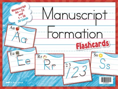Abeka Manuscript Formation Flash cards, K4-1st Grade, 30 Cards