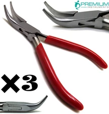 3× Bent/Upward Angled Nose Pliers 12cm Working End 2cm Jewellery Making Tools