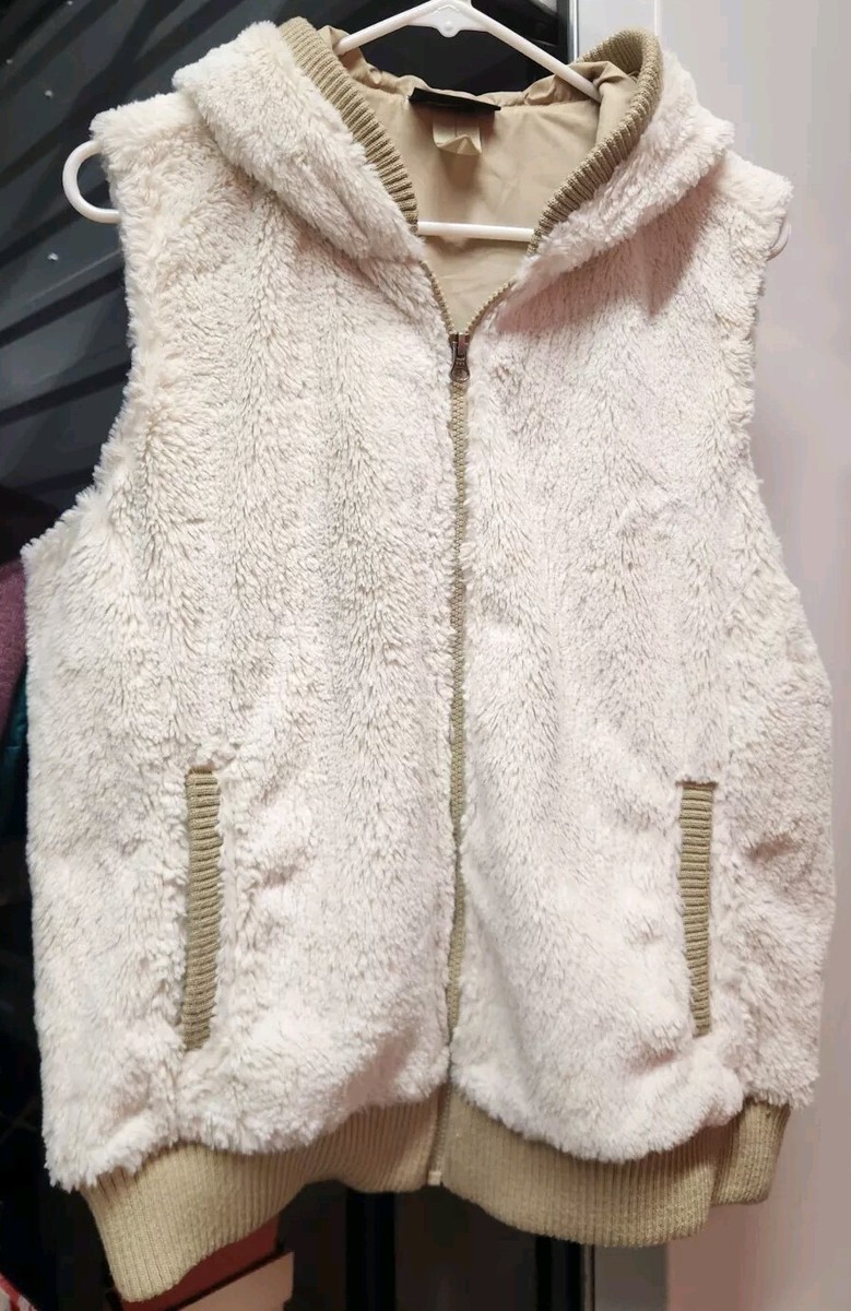 Patagonia Vest Womens Faux Fur Outer Shell Hooded Vest Conejo O