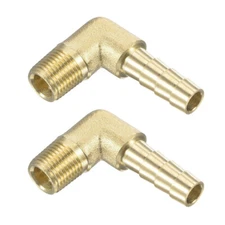 2X 90 Degree Elbow Brass Hose Barb Fitting -1/4 Barb to 1/8 Male NPT Adapter**