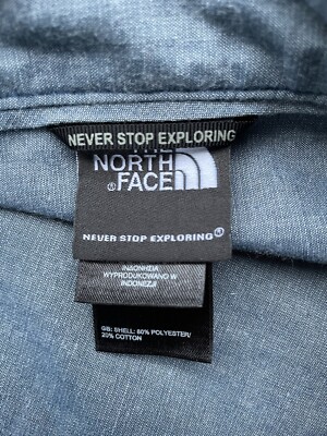 Mens THE NORTH FACE Blue Long Sleeve Button Down Shirt, Size XXL