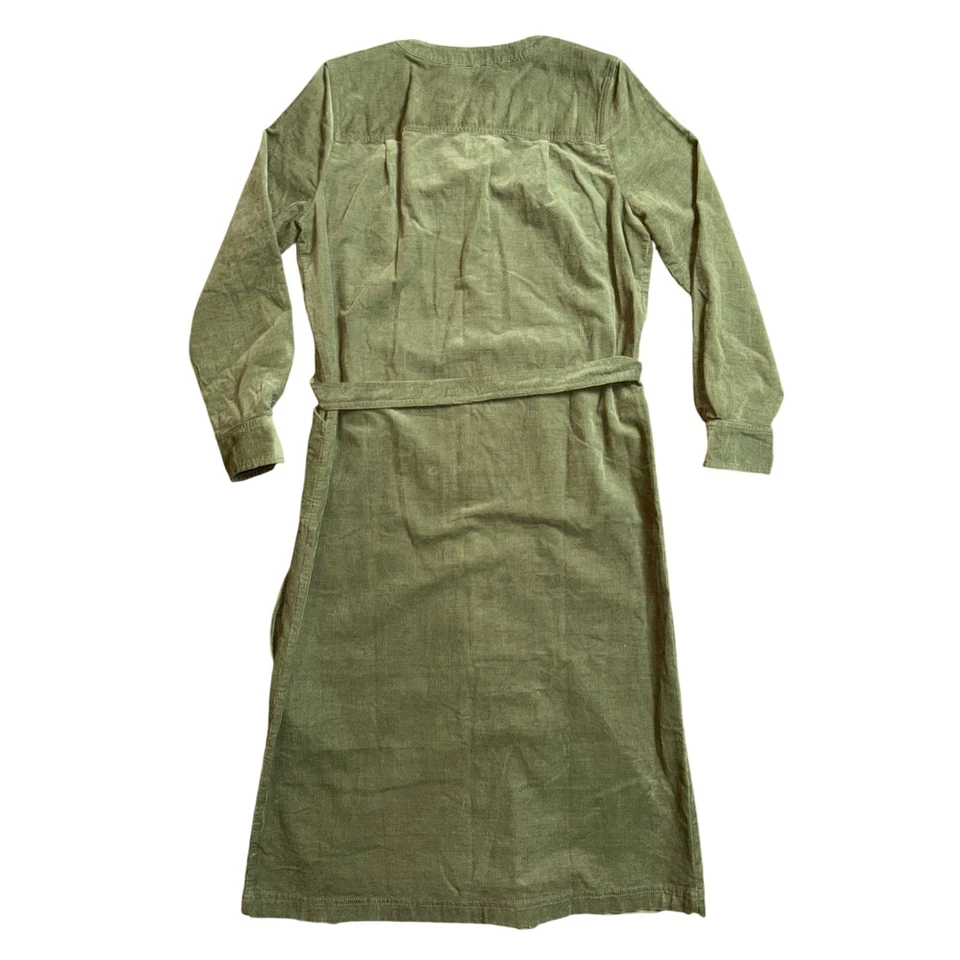 LOFT зеленый вельвет кнопка спереди подпоясанный Midi рубашка платье размер 12 - Изображение 2 из 4