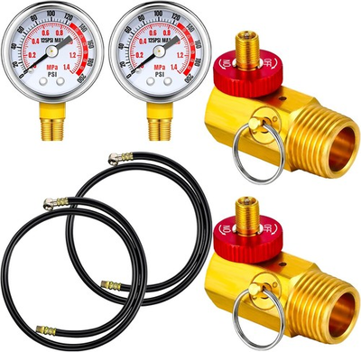 #ad #ad 2Pcs Air Tank Repair Kit Including Safety Valve 0 200 PSI 2#x27;#x27; Pressure Gauge $29.98