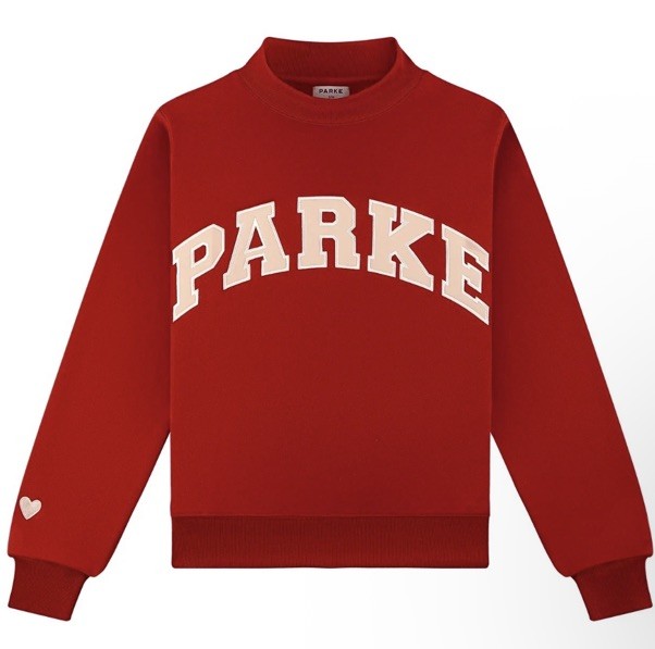 NEW Parke Crimson Valentine's Varsity Mockneck Sweater WITH TAGS L/XL/sold out
