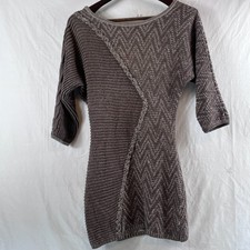 Urban Outfitters Ecote Brown Chevron Ribbed Knit Bodycon Sweater Dress S Scooped