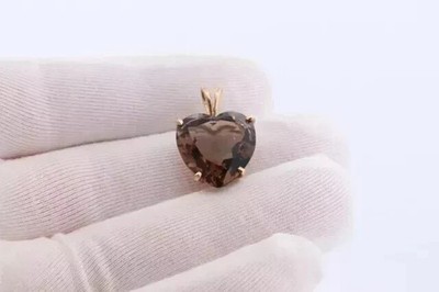2Ct Heart Cut Lab-Created Brown Diamond Woman's Pendant 14k Rose Gold Plated