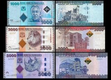 * TANZANIA 1000 2000 5000 schillings 2015-19 P 41 - 43 *** UNC *** SET 3 PCS