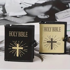Dollhouse Miniature Holy Bible 1:12 Scale Readable English Text Black Gold