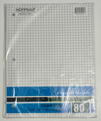 Quad Rule Loose Leaf Graph Paper 4 Squares/in  Xpressit Pacific Intl Paper 80