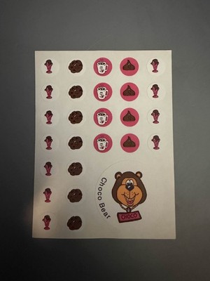 Vintage CTP Loose / Full Sheet Of Scratch and Sniff Stickers ''Choco Bear''