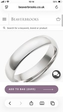 Beaverbrooks 9 Carat White Gold Wedding Band Size Q. RRP £695