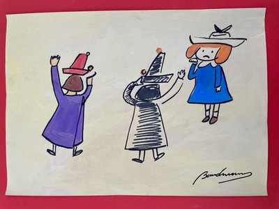 Ludwig Bemelmans Drawing on paper (Handmade) signed and stamped
