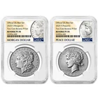 2pc Set - 2025-S Reverse Proof $1 Morgan and Peace Silver Dollar NGC PF70