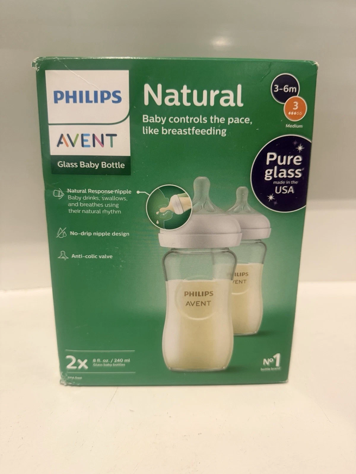 Philips Avent Natural 2 Pack Glass Bottles