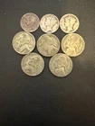 (3) Silver Dimes 1919/1920/1924 (5) 1945 P Silver Nickels