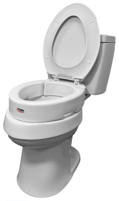 New CAREX Elongated HINGED Raised Toilet Seat Adds 3.5 Inches of Height 300 lbs