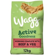 Wagg Active Goodness Complete Dry Adult Dog Food Beef & Veg 12kg - For All 1.24 per kilo