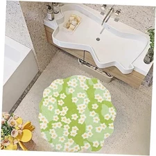 Round Rug, Soft Green Moss Rug Flowers Grass Shag Area Rug Cute Non 2x2 Feet