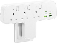 Plug Extension Socket, 9-IN-1 Multi Plug Adaptor 3 Way 6 USB(3.8A,4 Type-C), 13A