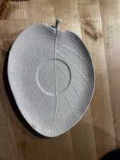 Set of 3 Signed Michael Aram Saucer Set White Lotus Embossed Leaf Retired READ