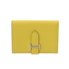 HERMES Bean Veau Epsom lime Women Card Case