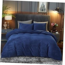 Velvet Duvet Cover Size 3 Pcs Flannel Duvet Cover Velvet King Navy Blue