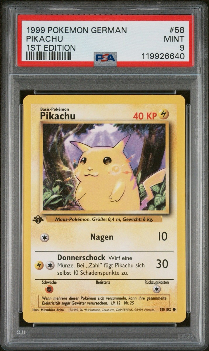 1999 Pokemon GERMAN 1st Edition Base Set Pikachu 58/102 PSA 9 MINT