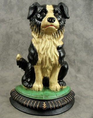 BORDER COLLIE DOG Cast Iron DOORSTOP STATUE 13'' Heavy Antique Style Decor NEW
