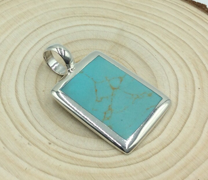 STUNNING STERLING SILVER 925 RECTANGULAR TURQUOIS… - image 6