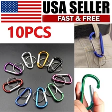 10Pcs Aluminum Carabiner D Shape Buckle Pack Spring Snap Keychain Clip Hook
