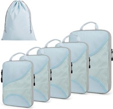 6 Set Compression Packing Cubes for Travel and Luggage Organization, Light Blue
