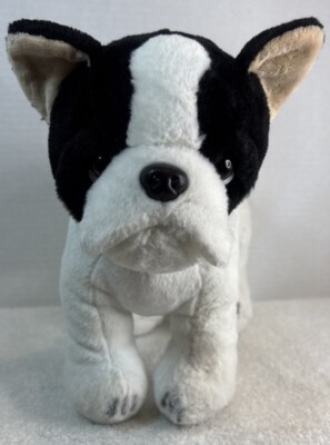 Marshall Plush Boston Terrier Dog Black White Brown Buttons On