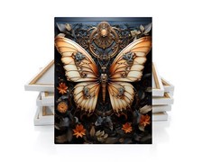 16x20 Cream Butterfly Canvas Print Wall Art