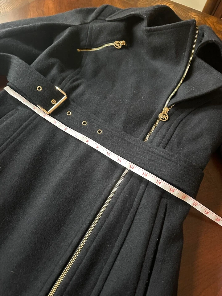 Abrigo Michael Kors Mujer Asimétrico Cremallera Negro y Dorado Invierno Guisante, S Foto 4 de 4