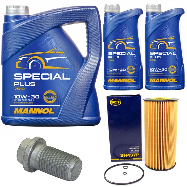 MotoröL Set Mannol 10W-30 7 Liter + ÖLfilter + Schraube FüR Mercedes E-Klasse-image