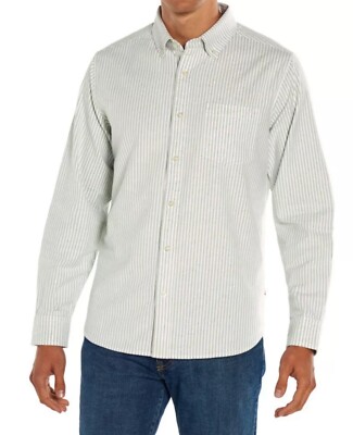 NWT! Gap Men's Long Sleeve Casual Oxford Shirt Shale Green Striped - Size Medium