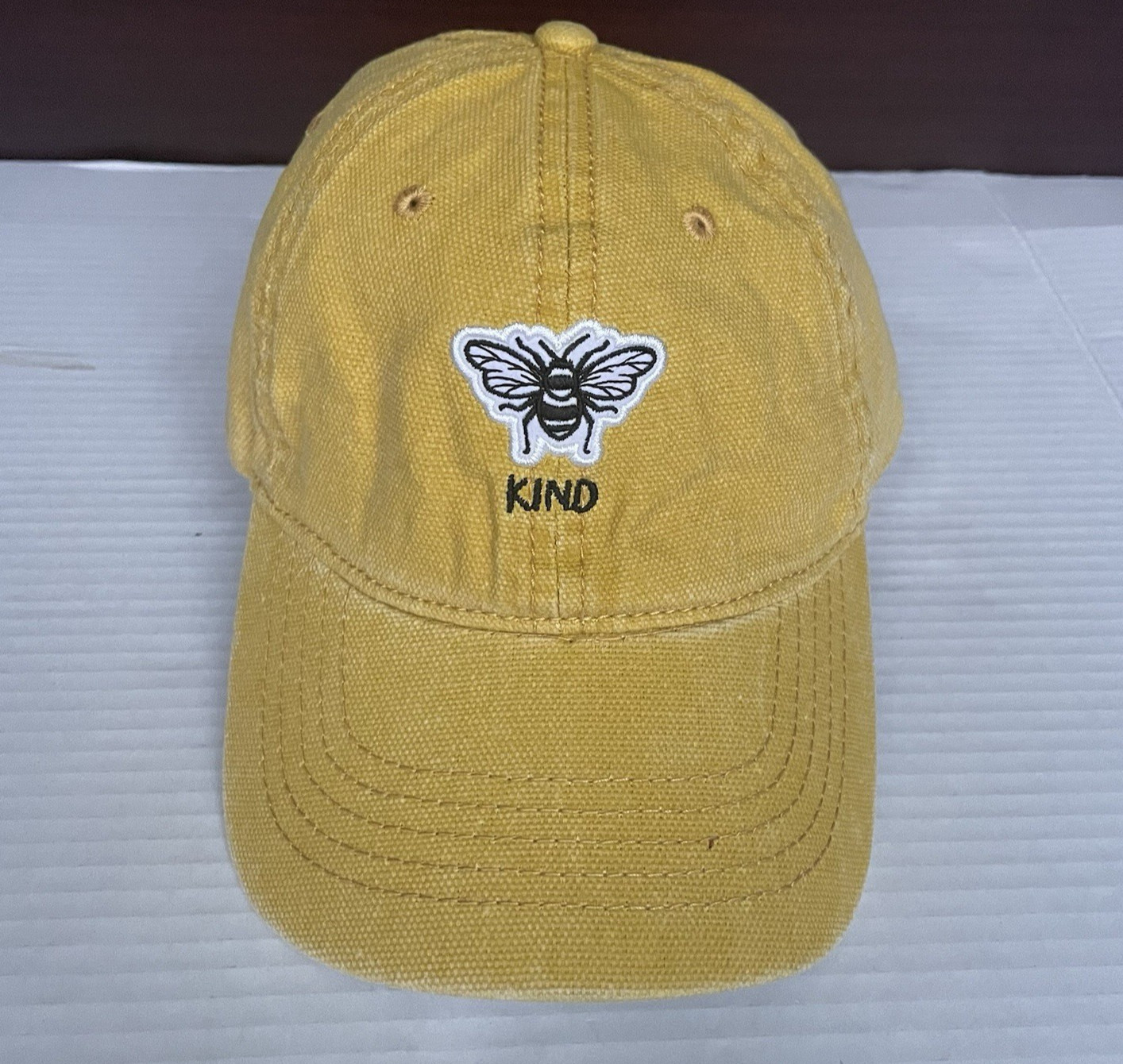 Bee Kind Slideback Hat Solid Yellow One Size Adju… - image 1