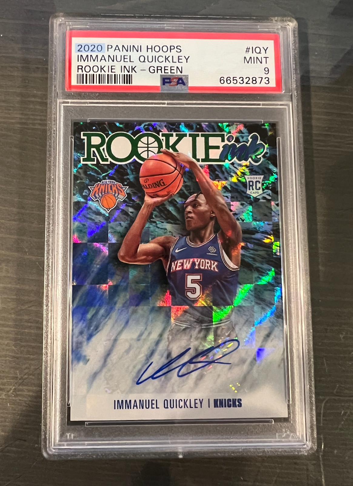 2020 Immanuel Quickley Hoops Rookie Ink Auto Green PSA 9 LOW POP RARE RI-IQY