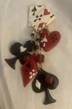 Lunch at the Ritz Casino Brooch Pin Card W/ Dangles Vtg 1986 Rare