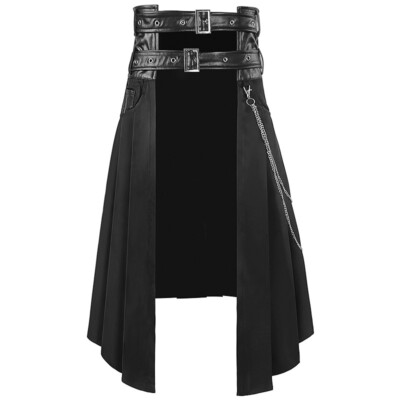 Punk Pleated Skirt Men's Gothic Leather Belt Medieval Roman