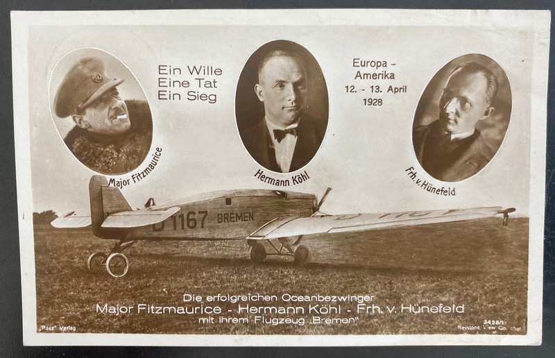 1929 Germany Bremen Flight RPPC Postcard Cover To Chicago IL USA Pilots