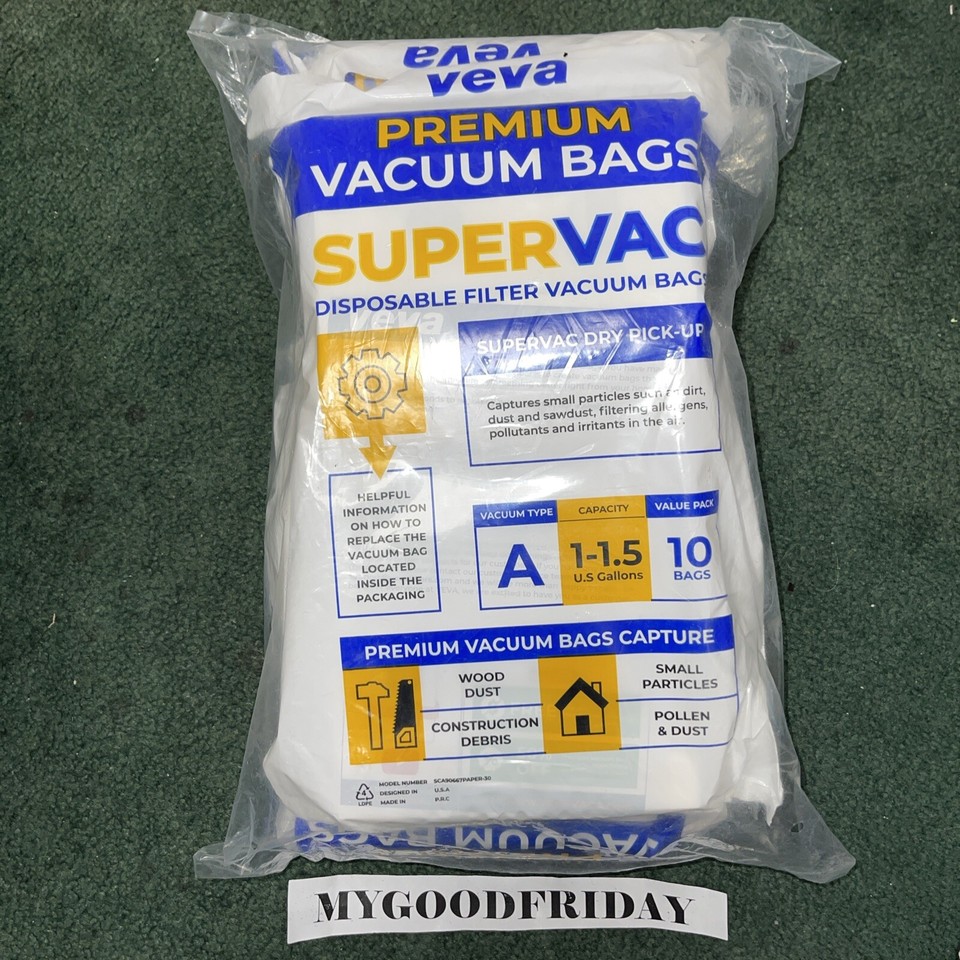 VEVA SuperVac Premium Vacuum Bags – 3 Packs (5 Bags Each) – Fits 5-8 Gallon H-Type