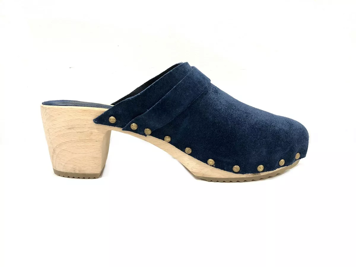 BOSABO Women s Clogs US 9.5 10 Nubuck Suede Wooden Heels Made in France EU41